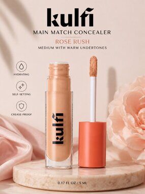 Kulfi Main Match Hydrating Concealer Rose Rush Medium Warm 5ml NIB